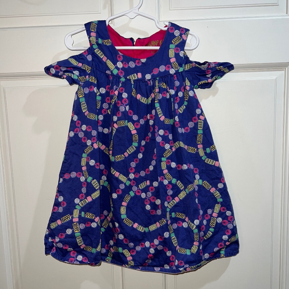 OshKosh B'gosh Kids purple off-the-shoulder dress with a colorful bead design